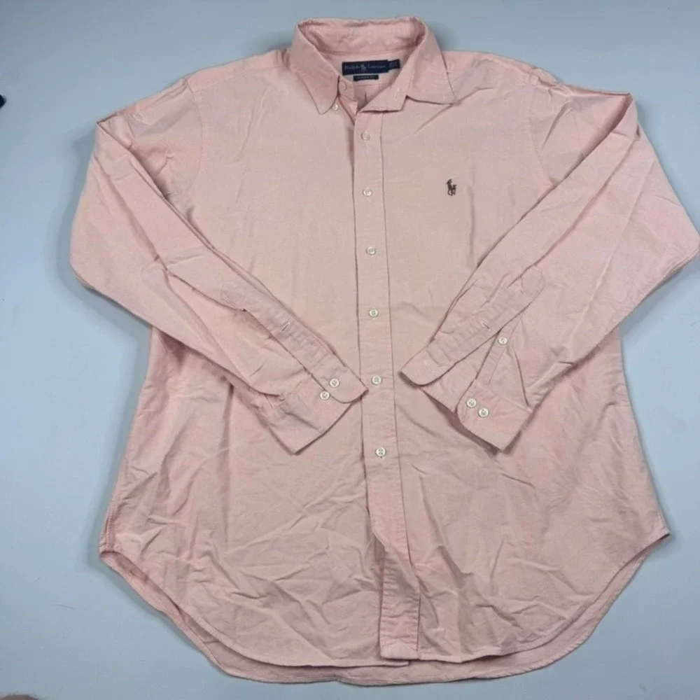 Polo Ralph Lauren Oxford Shirt Mens Large 16.5 Pink Classic Button Down‎ Flesh